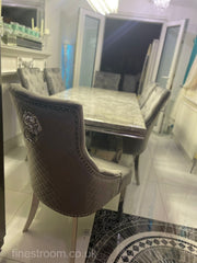 Grey Ariana Dining Table With Dark Grey Majestic Chairs