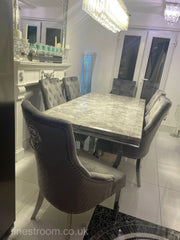 Grey Ariana Dining Table With Dark Grey Majestic Chairs