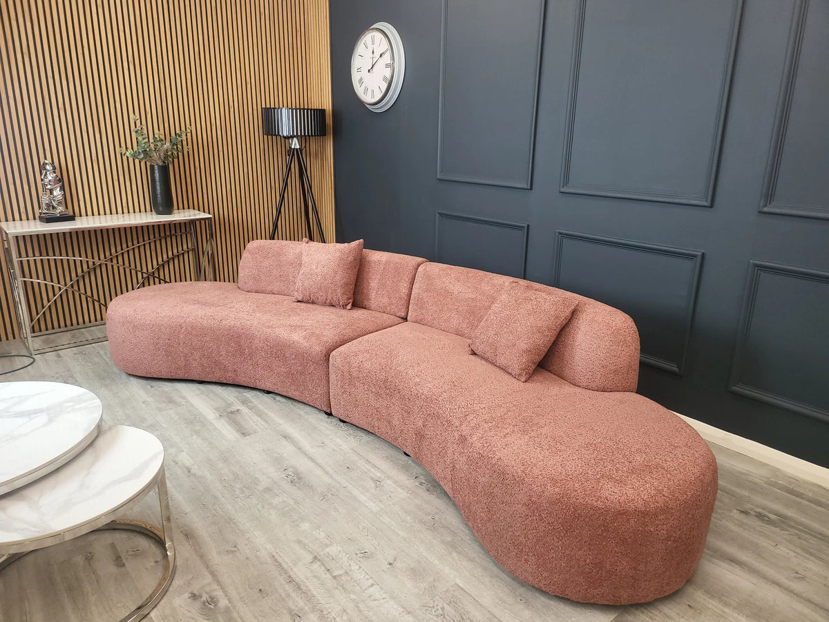 Miami Rust Orange Curved Cinema Boucle Sofa