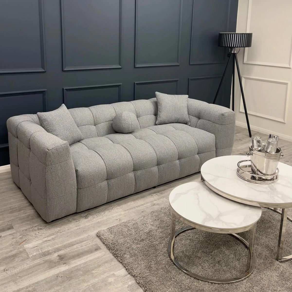 The Grey Bubble Boucle 3 Seater Sofa