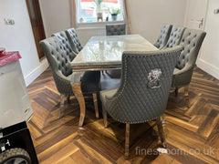 Grey Louis Dining Table With DG Leather Majestic Chairs