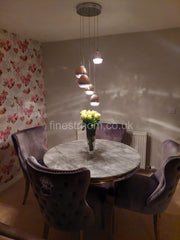 1.1m Round Grey Louis Dining Table With Grey Chelsea Shimmer Chairs