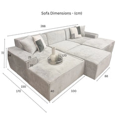 Atlanta Modula Blue Sofa - U Shape Combination