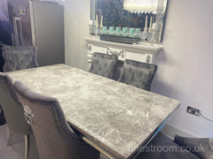 Grey Ariana Dining Table With Dark Grey Majestic Chairs