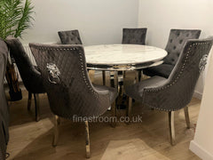 1.3m Round White Chelsea Table with Dark Grey Majestic