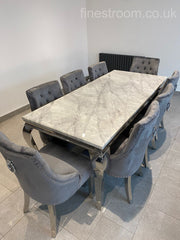 Grey Louis Dining Table With Dark Grey Valencia Chairs