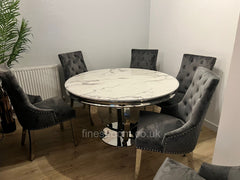 1.3m Round White Chelsea Table with Dark Grey Majestic