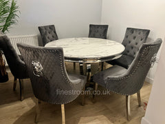 1.3m Round White Chelsea Table with Dark Grey Majestic