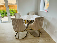 Nero Gold Pandora Round Dining Table With Chelmsford Gold Chairs