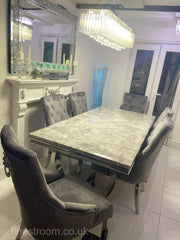 Grey Ariana Dining Table With Dark Grey Majestic Chairs