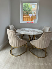 Nero Gold Pandora Round Dining Table With Chelmsford Gold Chairs