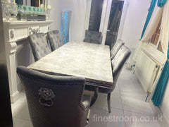 Grey Ariana Dining Table With Dark Grey Majestic Chairs