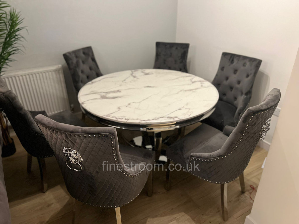 1.3m Round White Chelsea Table with Dark Grey Majestic