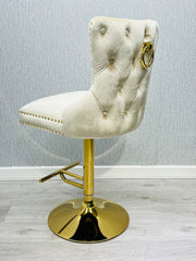 Victoria Ring Knocker Bar/Breakfast Stools- Cream & Gold