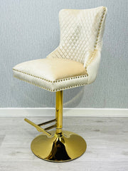 Victoria Ring Knocker Bar/Breakfast Stools- Cream & Gold