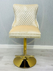 Victoria Ring Knocker Bar/Breakfast Stools- Cream & Gold