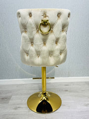 Victoria Ring Knocker Bar/Breakfast Stools- Cream & Gold