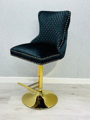 Victoria Ring Knocker Bar/Breakfast Stools - Black & Gold