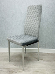 California Velvet Dining Chairs- Light Grey