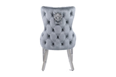 Victoria Lion Knocker Dining Chairs- Shimmer Silver