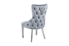 Victoria Lion Knocker Dining Chairs- Shimmer Silver