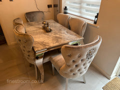 Grey Louis Dining Table With Light Grey Valentino Chairs