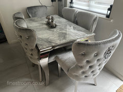 Grey Louis Dining Table With Light Grey Valentino Chairs