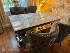 Grey Ariana Dining Table With Dark Grey Valentino Chairs