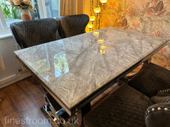 Grey Ariana Dining Table With Dark Grey Valentino Chairs