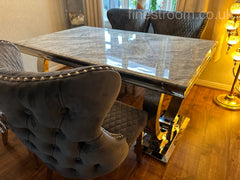 Grey Ariana Dining Table With Dark Grey Valentino Chairs