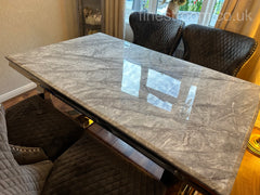 Grey Ariana Dining Table With Dark Grey Valentino Chairs