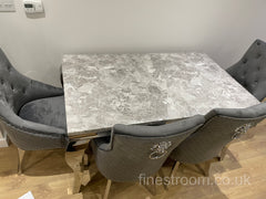 Grey Louis Dining Table With Dark Grey Majestic Chairs