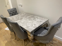 Grey Louis Dining Table With Dark Grey Majestic Chairs