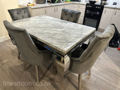 Grey Louis Dining Table With Dark Grey Valencia Chairs