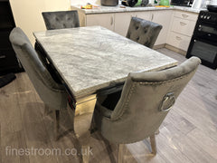 Grey Louis Dining Table With Dark Grey Valencia Chairs