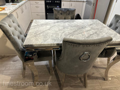 Grey Louis Dining Table With Dark Grey Valencia Chairs