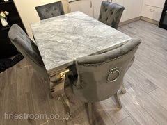 Grey Louis Dining Table With Dark Grey Valencia Chairs