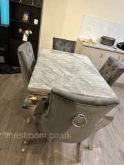 Grey Louis Dining Table With Dark Grey Valencia Chairs