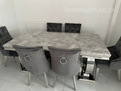 Grey Ariana Dining Table With Dark Grey Valencia Chairs