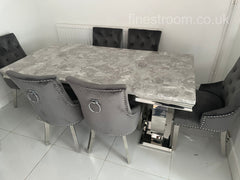 Grey Ariana Dining Table With Dark Grey Valencia Chairs