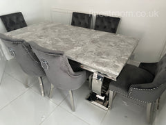 Grey Ariana Dining Table With Dark Grey Valencia Chairs