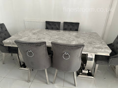 Grey Ariana Dining Table With Dark Grey Valencia Chairs