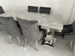 Grey Ariana Dining Table With Dark Grey Valencia Chairs