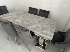 Grey Ariana Dining Table With Dark Grey Valencia Chairs