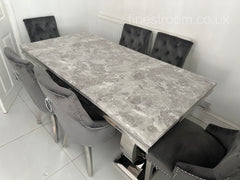 Grey Ariana Dining Table With Dark Grey Valencia Chairs