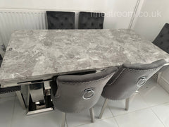 Grey Ariana Dining Table With Dark Grey Valencia Chairs