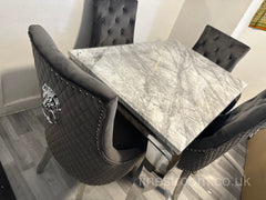 Grey Louis Dining Table With Dark Grey Majestic Chairs