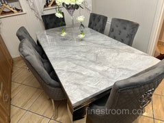 Grey Louis Dining Table With Dark Grey Majestic Chairs