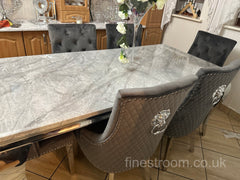 Grey Louis Dining Table With Dark Grey Majestic Chairs