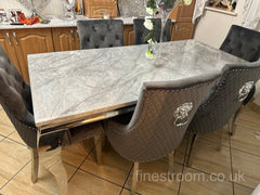 Grey Louis Dining Table With Dark Grey Majestic Chairs